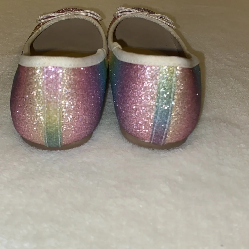 Gymboree Rainbow Glitter Ballet Flats with White Trim